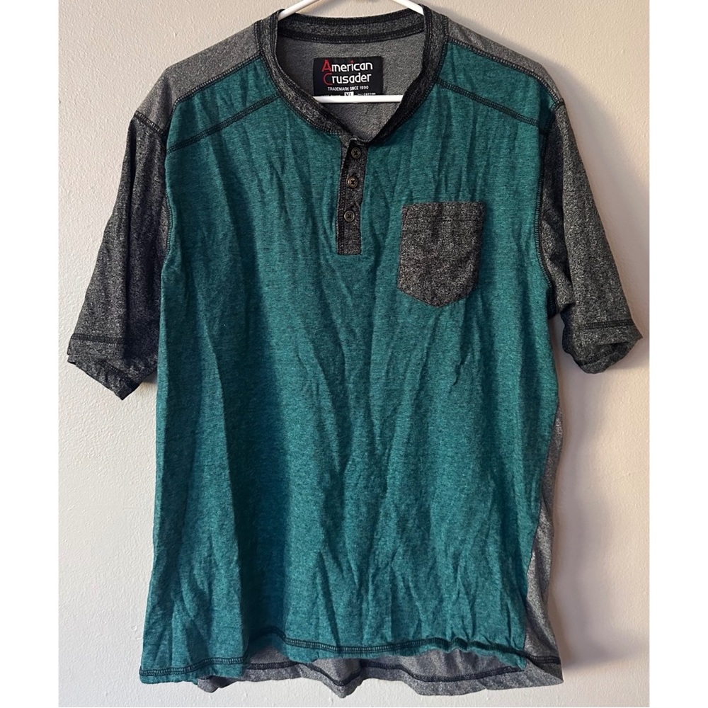 American Crusader Men’s Grey And Teal Shirt
